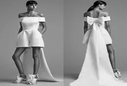 Tasarımcı En Yeni Kısa Tulumlar Akşam resmi elbiseler Yüksek Düşük Satin Arka Yay Ucuz Resmi Prom Partisi Elbise Robe De Soiree 7951347