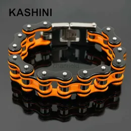 Bangle Mens Pulseiras / Pulseiras Laranja Pulseiras de Motocicleta com Corrente para Homens / Mulheres Punk Jóias de Aço Inoxidável 240319