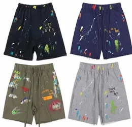 Shorts femininos masculinos American Fashion Brand Galerias Depts Pintados à mão Splash Printing Puro Algodão Terry Shorts Fog High Street 46 pontos Calça Casual C6Og #