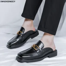 Ayakkabı Erkekler İçin Yarım Ayakkabı Mule Maskulino Deri Ayakkabı Erkekler Coaffeur Tasarımcı Erkek Ayakkabı Lüks Marka Zapatos De Hombre Casuales Cuero