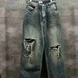 Jeans da uomo firmati versione alta Parigi B famiglia pantaloni in denim aristocratico sporchi tinti nascosti, jeans Os larghi da uomo e da donna V1GA