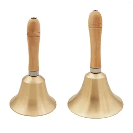 Party Supplies Brass Hand Bell Loud Solid Wooden Handle Reception Call Dinner For Service Animal Adults Restaurant Weddings