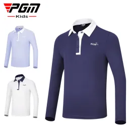 Camicie PGM Golf Girls Camicia a maniche lunghe Confortevole, morbida sulla pelle, design a contrasto di colore, moda, abbigliamento sportivo, abbigliamento da golf per bambini YF547