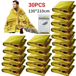 Survival 530pcs Outdoor Emergency Survival Borec Pierwsza pomoc Zestaw ratunkowy Goldsilver Wodoodporny folia termiczny Koc w wojsku Gorący