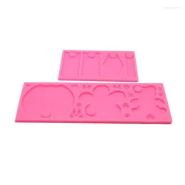 Keychains 2 Pieces Silicone Resin Mould Lid Labels Moulds Keyring Pendant Molds Jewelry Charm Material For DIY Craft