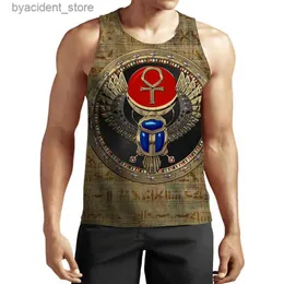 Herrtankstoppar Ny 3D-tryckning Funny Summer Ancient Egyptian Farao Tank Top Fashion Men Women Tracksuits Crewneck Hip Hop Vest Size S-7XL L240319