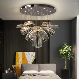 Lampadari Lampadari di design italiano personalizzati Petalo in vetro lucido Decorazione atmosferica per soggiorno Illuminazione da pranzo