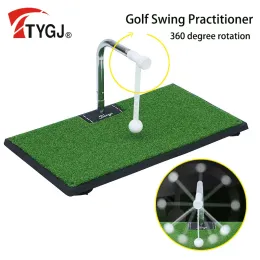 Aids Ttygj Golf Practic Swing Hitting Mat Exerciser Trainer 360 Degree Rotation Outdoor / Indoor Suitable for Beginners Training Aids