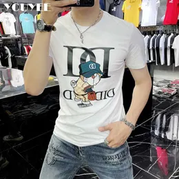 T-shirt da uomo Cartoon Summer T-shirt a maniche corte per uomo New Fashion Brand Ins T-shirt in cotone commerciale casual ricamata per uomo Top 4XL J240319