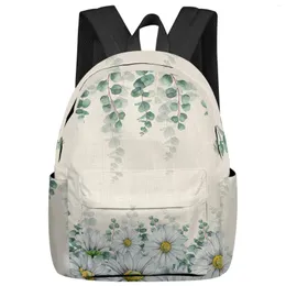 Sırt çantası okaliptüs bitki çiçek papatya öğrenci okul çantaları dizüstü bilgisayar erkekler için özel kadın kadın seyahat mochila