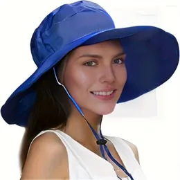 Berets Polyester Women's Hats Wide Brim Waterproof Rain Hat Bucket