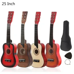 Gitarrengitarre 25-Zoll-Akustikgitarre aus Lindenholz mit Pick-Saiten, große Gitarre für Kinder und Anfänger-Gitarrenset