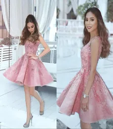 vestido de formatura abito da kokteyl kristal boncuklu pembe eve dönüş elbiseleri vneck kızlar kısa parti balo elbiseleri8748942