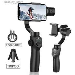 Stabilisatorer Smart Phone Universal Joint 3-Axis Handheld Stabilizer Mobil Selfie Stick Stativ för Travel Anti Shake Video Recording Holder Q240320