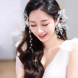 Fermagli per capelli 3 pezzi Fiore bianco Perle Bastoni Pettine per matrimonio Accessori per gioielli da sposa