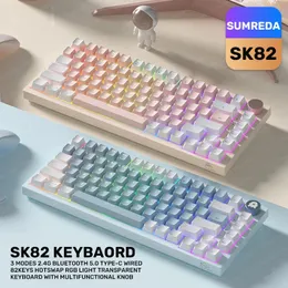 SK82 2.4G Wireless Bluetooth Wired Tastiera meccanica a tre modalità Retroilluminazione RGB Scambio Guarnizione Struttura Tastiera da gioco per giochi 240304