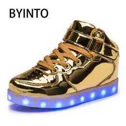 Scarpe High Top 2546 Sneaker luminose USB Charge LED BAMBINI CAGHAZIONI RAGAZZO GIURNA GIURNA GIURNGIONE SCARPE CAMPI DI TENNIS SCARPA