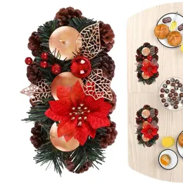 Ljusstakar advent krans ring hållare semester traditionell pinecone med löv säsongsdekor för familjesammanträden jul