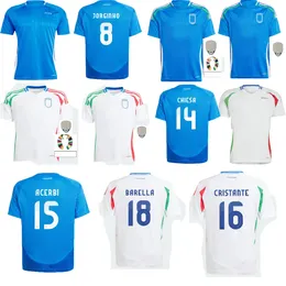 ユーロカップ2024イタリアサッカージャージーユーロカップジャージーファンバージョンMaglie da Calcio Totti Verratti Chiesa Italia24 25フットボールシャツメンセットキットユニフォーム