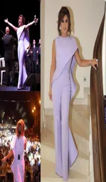 Lavendel-Jumpsuit für Damen, Abschlussball-Abendkleider, Arabisch, mit Juwelenausschnitt, Übergröße, formelle Partykleidung, Etui-Kleid mit Rüschen, Promi-Kleider BC10774247324