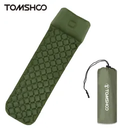 MAT TOMSHOO Outdoor Single Sleeping Pad Camping Uppblåsbar madrass W Pillow Ultralight Travel Folding Bed Cushion Vandring Trekking