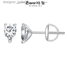 Stud Bamoer U Oval Moissanite Brincos Pear Cut Lab Diamond Ear Studs para Mulheres Noivado Jóias Presente 925 Prata Esterlina 0.5CTC24319