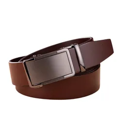 Bison denime manliga bälten Automatisk legering Buckle Business Casual Men midja remmandoko äkta läderbälte 240311