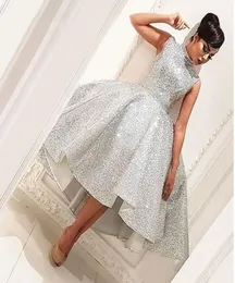 Bling Muzułmańskie sukienki wieczorowe 2020 Ball Gown Długość SEUQINS Islamski Dubaj Saudyjska arabska formalna suknie wieczorowe Krótka suknia balowa 8316995