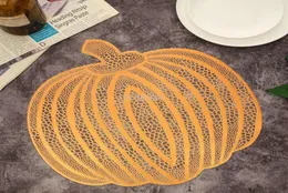 Tapetes de mesa Halloween Abóbora Golden American Placemat Recorte Isolamento Antiderrapante Pvc Café Decorativo Cozinha Criativo 4pcs6492389