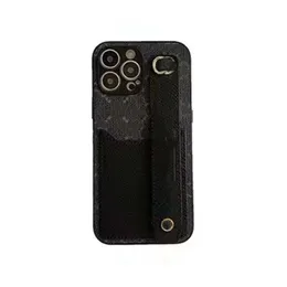 iPhone 15 Pro Max Designer Flower Phone Case for Apple 14 13 12 11 XS XR 8 7 Plus PU Leather Leatherband Strap حامل بطاقة Pocket Plative Print Back Coque G Black G