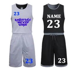 DIY Basketball Jerseys Set Uniformes Kits Criança Homens Reversíveis Camisas de Basquete Shorts Terno Roupas Esportivas Double-Side Sportswea 240314