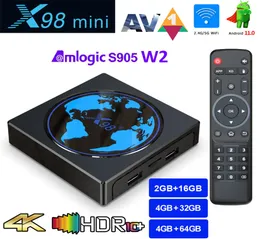 X98mini Amlogic S905W2 TV Box Android 11 4G 64GB X98 mini Support AV1 Wifi BT Media Player 4GB32GB Set TopBox8584696