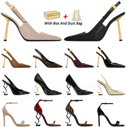 2024 Sandals High Heels Saint Laurent Luxurvs Designer Open Toe Stiletto Heel Paris Dress Classic Women 10cm Fashion Party Wedding Office Pumps with box Size 35-41