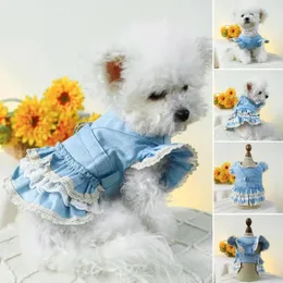 Hundebekleidung, einfach anzuziehen, Haustierkleid, stilvolles Denim mit Ärmeln, Traktionsring, bequeme Prinzessin für Hunde, Katzen, pelzig