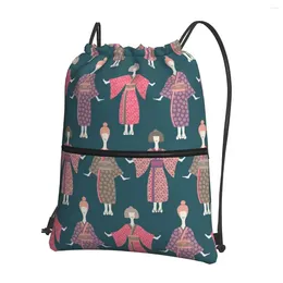 Rucksack KIMONO DAMEN Traditionelle tragbare Rucksäcke Kordelzug Tasche Casual Bundle Tasche Aufbewahrungstaschen für Schüler