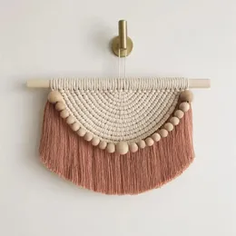 Chique macrame parede pendurado estilo boêmio algodão mão tecelagem tapeçaria para sala de estar quarto decoração da parede casa decoração 240304