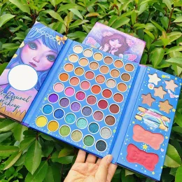 Shadow 46 Colors Cute Girl Satin Matte Eyeshadow Palette with Puff Stick Mirror Glitter Eye Shadow Blush Pigment Professional Makeup