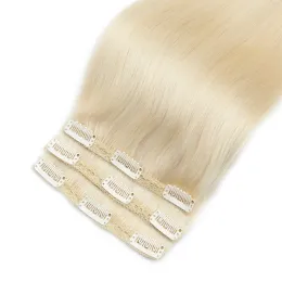 Extensões de cabelo mrs cabelo reto clipe em extensões de cabelo humano platina loira natural real cabelo humano adicionar volume não remy 3 pçs/lote