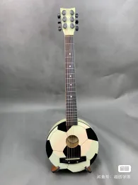 Folheado de guitarra acústica em formato de futebol, personalizado, exclusivo, 6 cordas, 32 tamanhos, folk, viagem, vintage, apenas mini guitarra