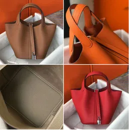 Moda clássico designer bolsa bloqueio de couro sacola cesta balde togo para mulheres picotin luxo personalizado genuíno couro sacos de ombro 5531ess