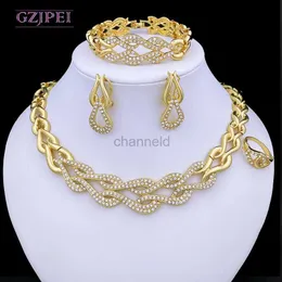 Bangle New set of ladies jewelry luxury Design Brazilian necklace jewelry earrings bracelet ring gift for wedding party 240319