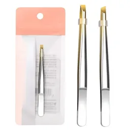 Stainless Steel Flat/Slant Tip Multifunction Tweezer Eyebrow Tweezer Face Hair Removal Make Up Tool False Eyelashes Tweezer Tool