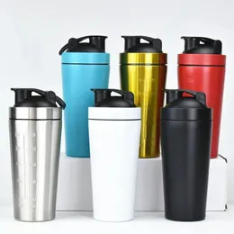 Sport Shaker Cup Stainless Steel Vacuum Mixer Cup Outdoor Drinkware Water Bottle Double Layer Protein Powder Shaker Bottle 500ML 240401