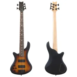 Кабели левая рука Sunburst 5 Strings Electric Bass Guitar 43 -дюймовый твердый басвуд корпус Канада Кленовая шея деревянная бас -гитара Матовая отделка