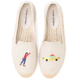 Loafers zapatillas mujer gerçek mokasenler Sapatos Espadrilles için kadın ayakkabıları için nefes alabilir keten kenevir kızlar için bayan gündelik kauçuk dış taban