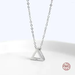 Ciondoli LKO Collana con pendente a forma di triangolo in cristallo in vero argento sterling 925 per le donne, accessori per gioielli per feste di nozze, regalo per fidanzata