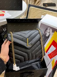 10A Kvalitetsdesigners Loulou Toy Bag Chevron quiltade Purse Womens Real Leather Calfksin Handväska Luxury Crossbody Black Shoulder Box Strap Bags