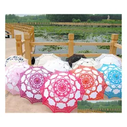 Guarda-chuvas 38 Vintage Algodão Lace Parasols Craft Casamento Flor Bordado Guarda-chuva Menina Parasol 11 Cores Drop Delivery Home Garden DHT74