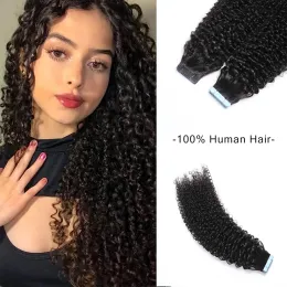 Przedłużenia Kinky Curly Tape in Hair Extensions for Black Women #1b Nature Black Skin Awheetive Niewidoczna bezproblemowa taśma Szybka wysyłka