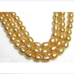 AAA35 tum enorm 11- 13mm naturligt South Sea Golden Pearl Necklace 14K Gold Clasp200U